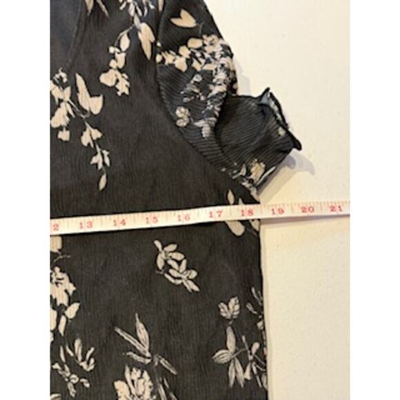 White Stag Black Floral Short Sleeve Textured Midi Dress Size 12 Y2K Women's - Picture 5 of 9